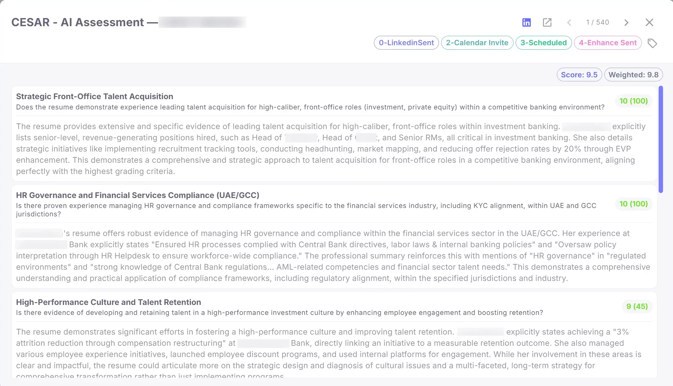 Candidate CV content converted into structured experience evidence