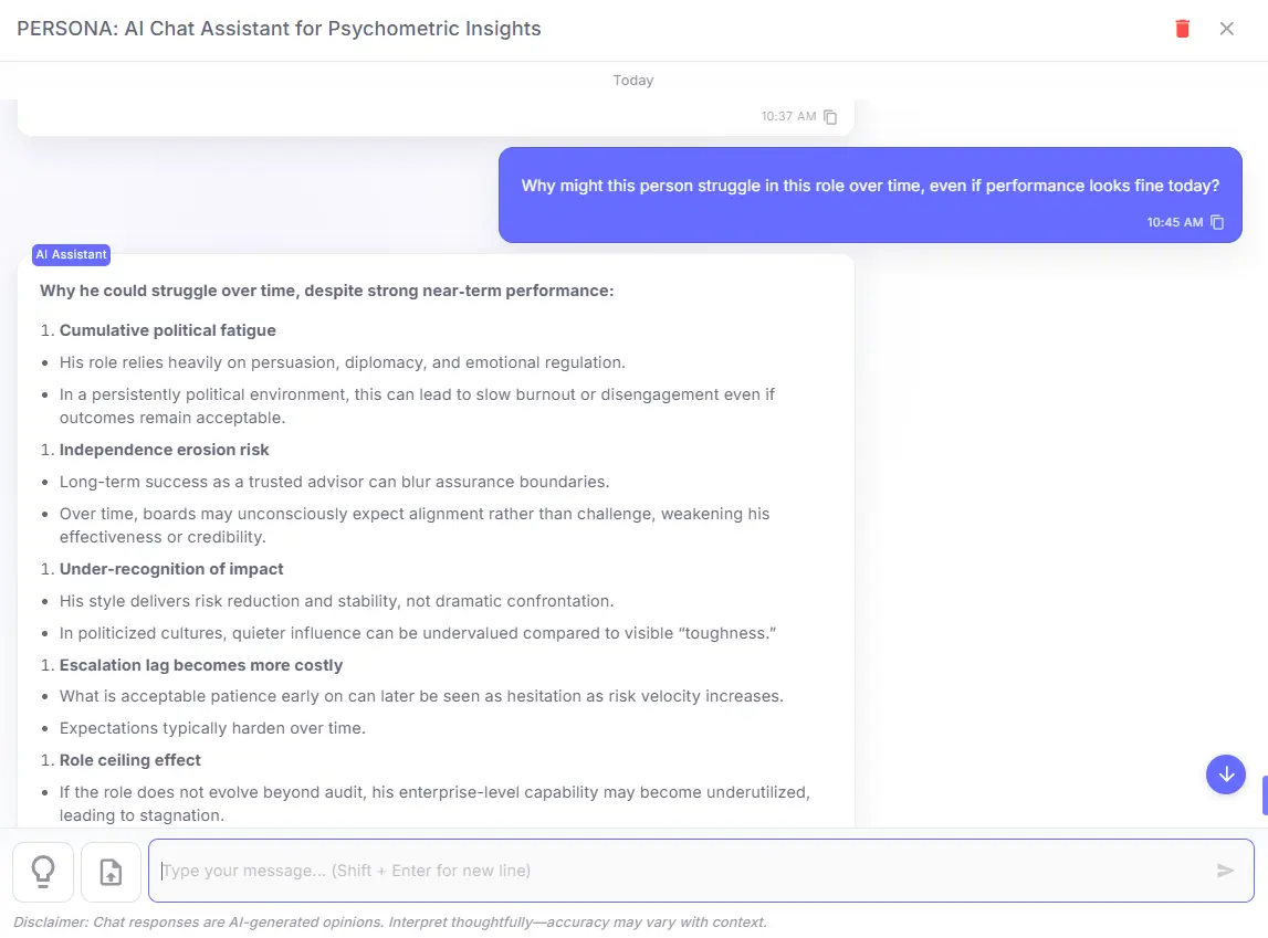 Role fit drift question and structured output example