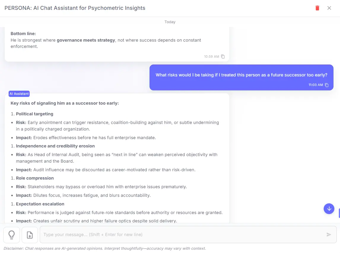 Future leadership readiness assessment example